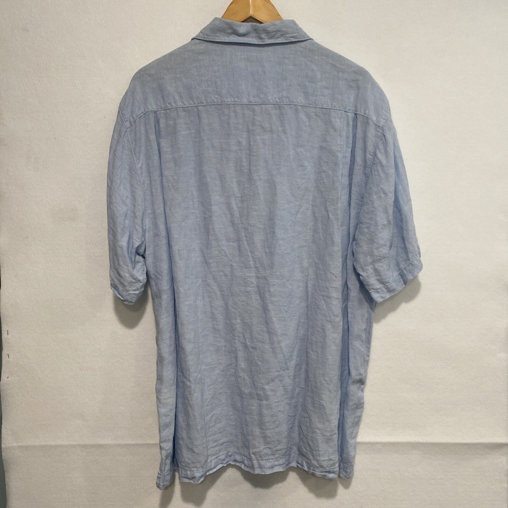 Caribbean Men's Linen Pale Blue Embroidered Button Up Shirt Sz‎ XL - Picture 3 of 10
